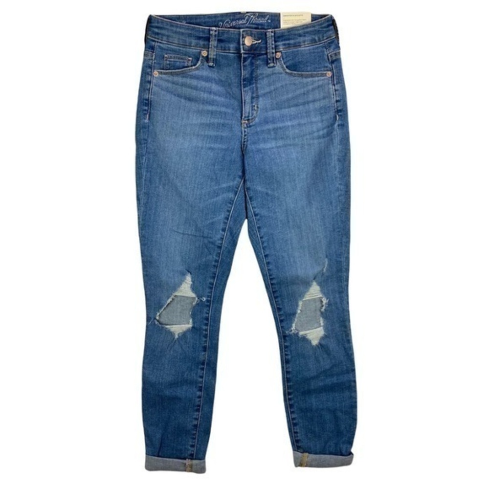 Universal Thread Medium Wash Destroyed Denim High Rise Cuffed Skinny Jean